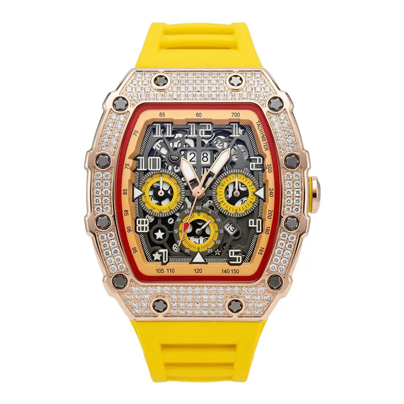 Men's Barrel-Shaped Luxury Watch – Water-Resistant, Timeless Classic Design with Embellished Details, Durable for Everyday Wear