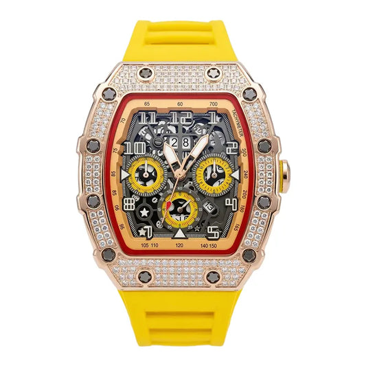 Men's Barrel-Shaped Luxury Watch – Water-Resistant, Timeless Classic Design with Embellished Details, Durable for Everyday Wear