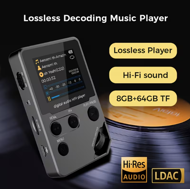 8GB Lossless Music Player – MP3/MP4, Full Zinc Alloy Body, Rotary Controls, Wireless Connectivity, Built-in FM Radio & Voice Recorder, Miniature Design, Hi-Fi Sound for Sports