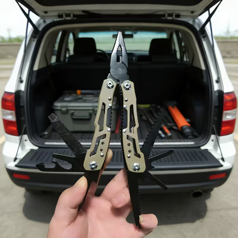Multi-Functional Folding Tool Pliers – Sandy Black, Knife-Free Safety Model with Tail Lock for EDC