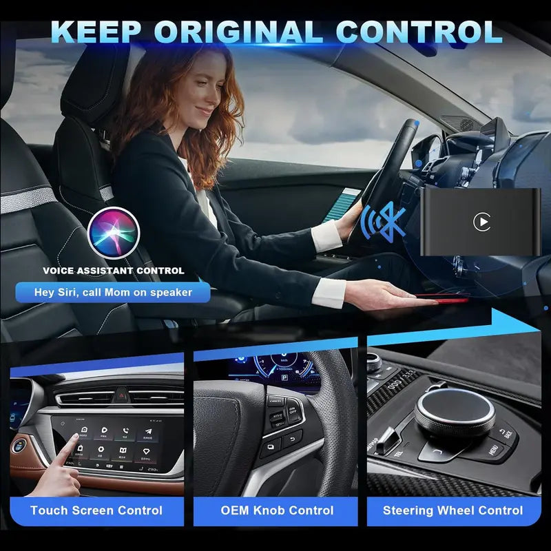Wireless CarPlay Adapter for iPhone – Plug-and-Play, Works with iOS 10+ and 2016+ Factory CarPlay Vehicles, USB-C Connection