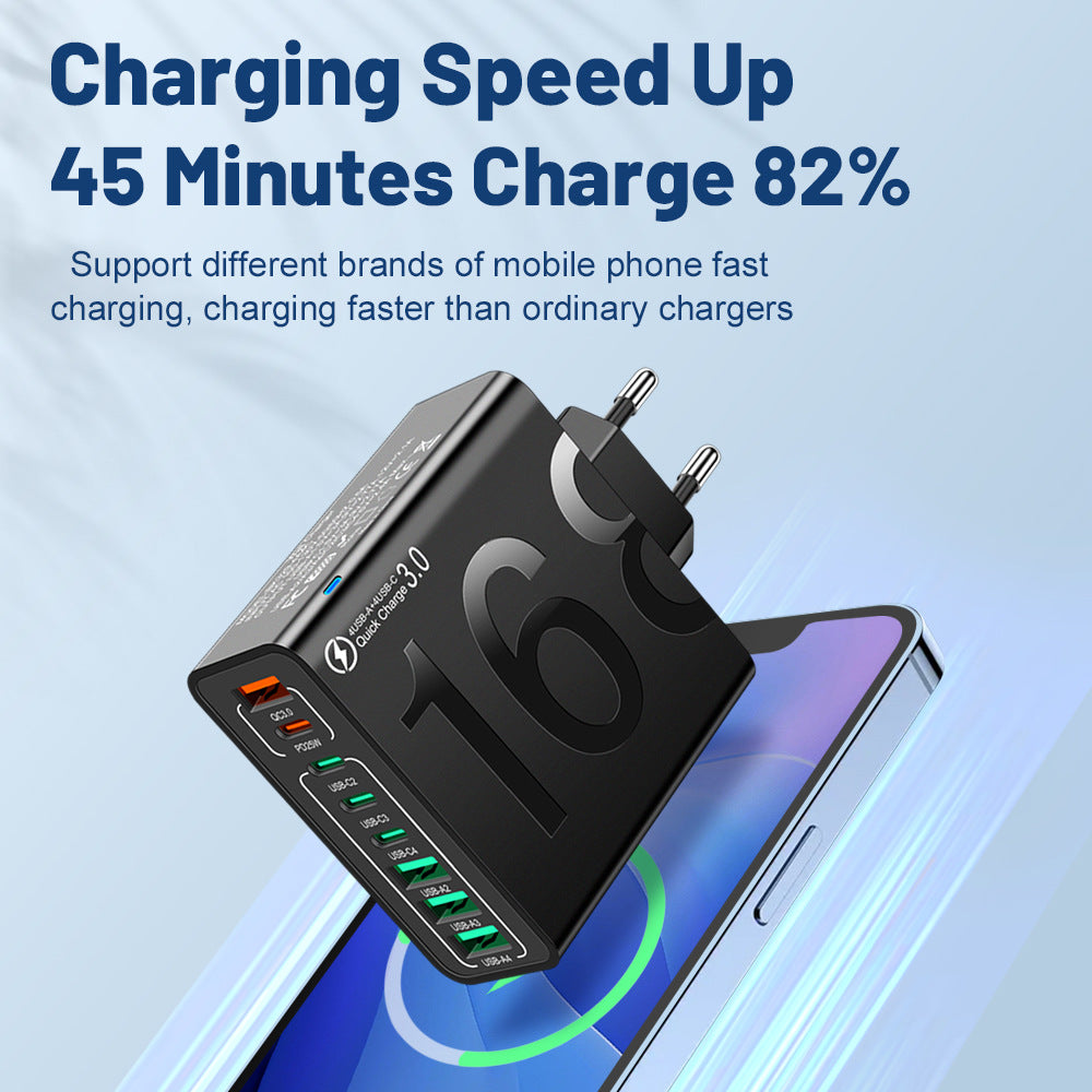 8-Port Fast Charging USB Hub 4 USB-C & 4 USB-A Portable Smart Charger for Multiple Devices, for Phones Tablets & More
