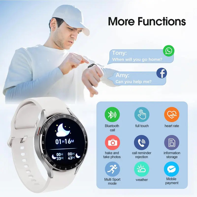 2-in-1 Smart Watch with Earbuds – 1.39" IPS Screen, IP67 Waterproof, Bluetooth Connectivity, White, Wearable Wristwatch