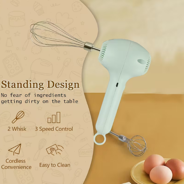2-in-1 Multifunctional Electric Meat Grinder & Egg Beater Set – Rechargeable Portable Handheld Mixer with Multiple Attachments for Cake, Cream & Baking