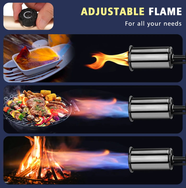 Propane Torch Gun with Safety Lock, Portable Kitchen Blow Torch for BBQ, Steak Searing, Charcoal Ignition (Propane Tank Not Included)