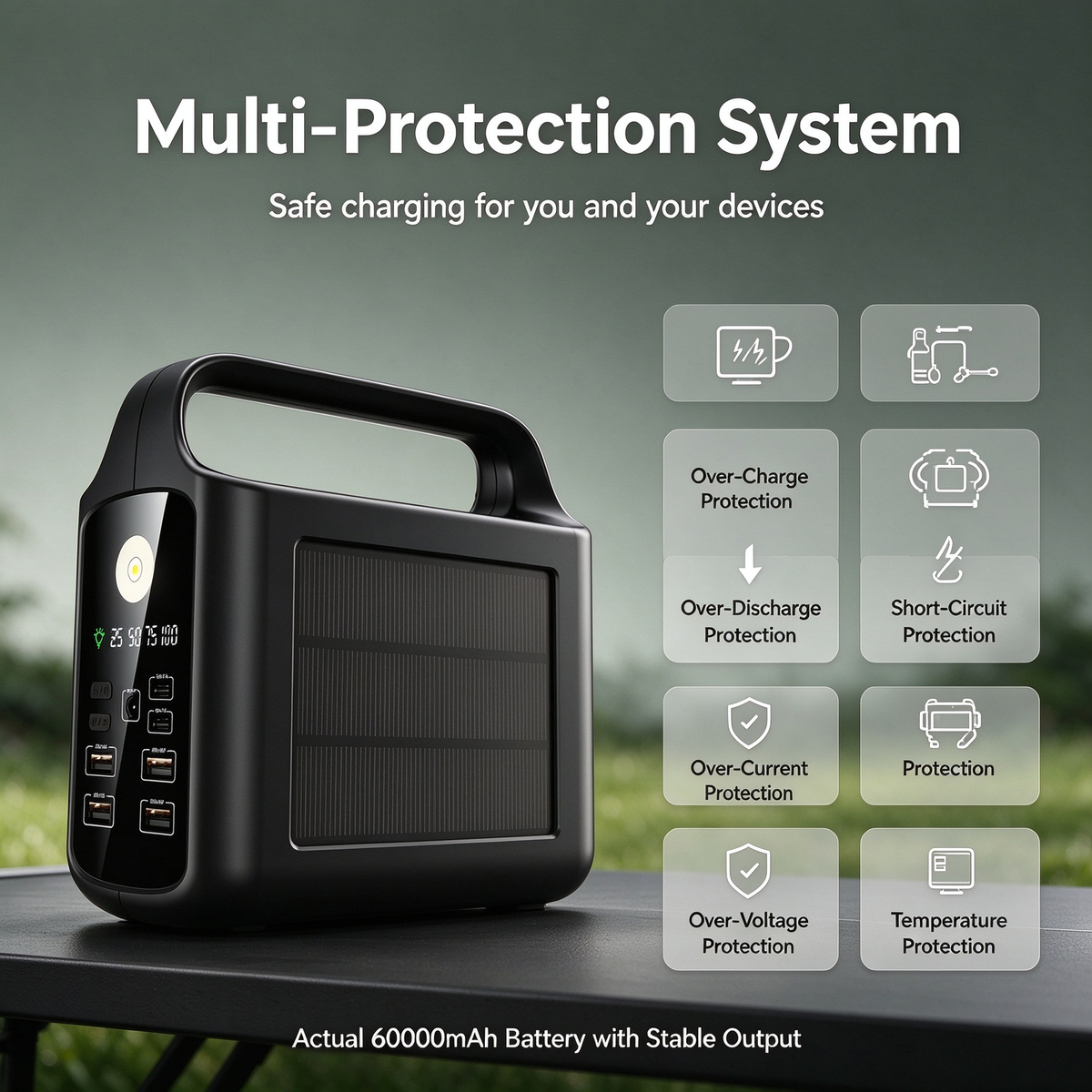 New Solar Power Bank 60000mAh - Large Capacity Super Fast Charging Portable Power Bank with Light for Convenient Outdoor Use