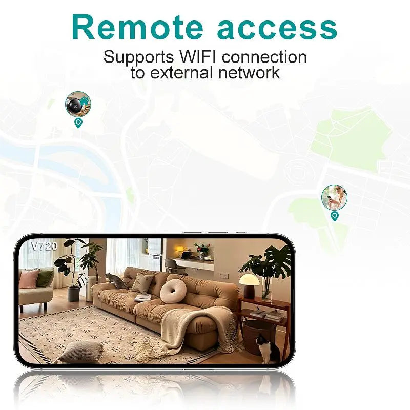 Smart Mini Wireless Security Camera – AI Motion Detection, 4x Zoom, 2.4G WiFi, Wide Angle, Alexa Compatible for Home Safety
