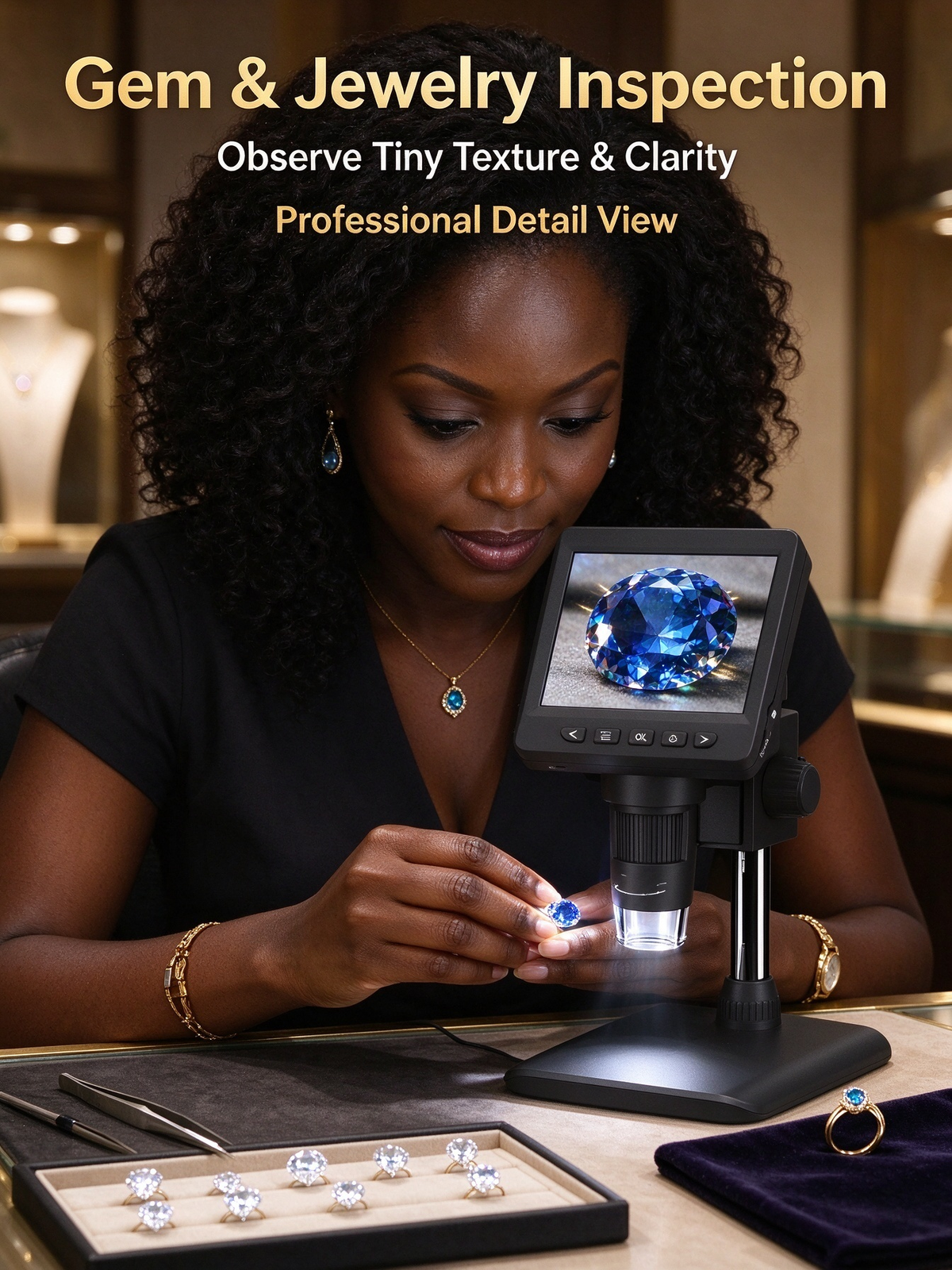 1080P HD Digital Microscope with 4.3-Inch Screen - 1000x Magnification for Industrial Repair, Includes 64GB Memory Card