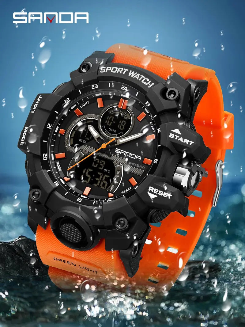 Men's Fashion Sportive Water Resistant Digital Watch - Casual Trendy Luminous Multifunctional Electronic Watch with Box