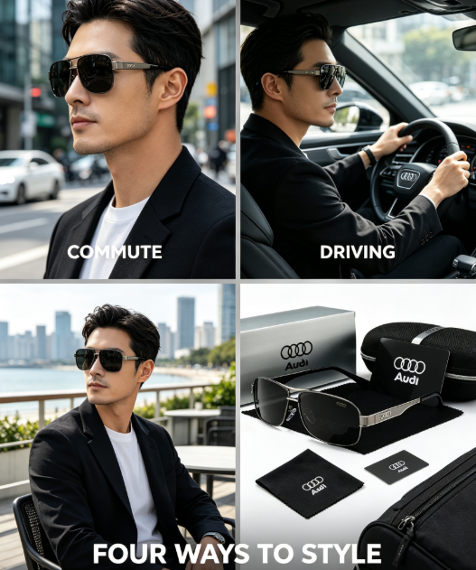 Classic Metal Frame Sunglasses - Full Gift Box Set for Men Daily Use