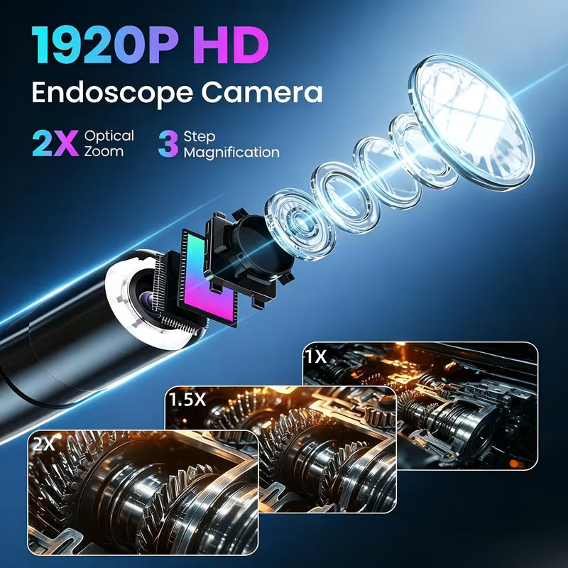Endoscope Inspection Camera – 4.3" IPS Screen, 1080P HD, 8 LED Lights for Pipe & Repair Inspections