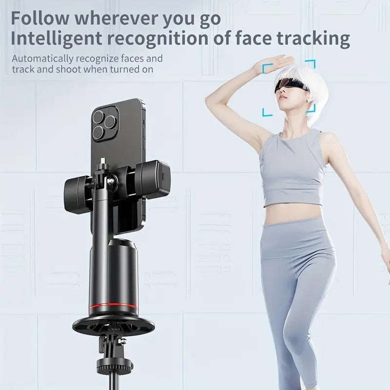 360° Rotatable Selfie Stick – AI Face Tracking, Rechargeable, 2 Fill Lights, Desktop Phone Holder for Live Streaming, Photography & Vlogging, Tripod Stabilizer