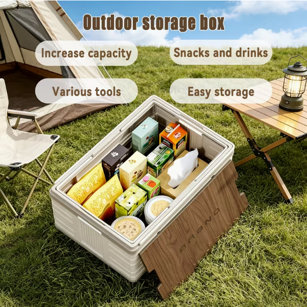 30L Collapsible Storage Bin with Lid & Handle – Portable Stackable Plastic Crate for Camping, Fishing, Car, RV & Office