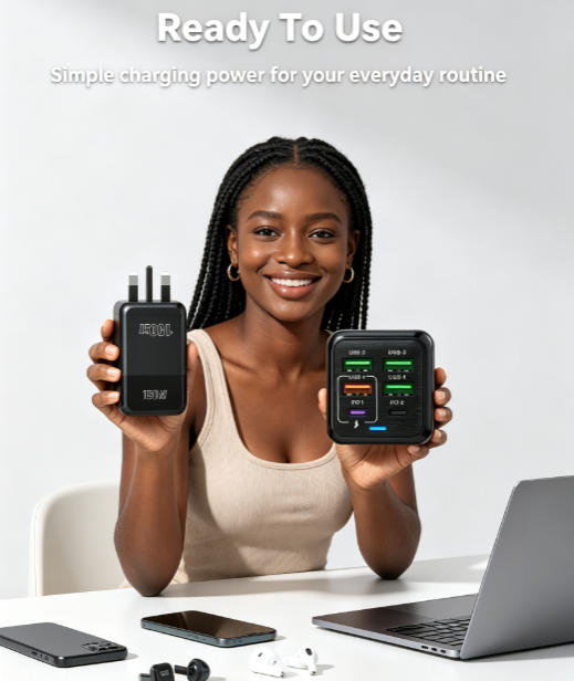 150W Super Fast Charging Head - Multi-Port Desktop Charger and Multifunctional Adapter