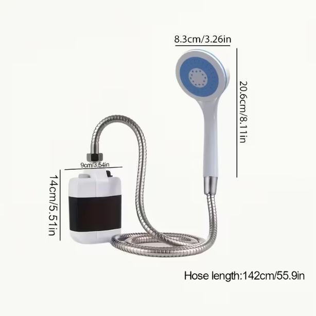 Portable Rechargeable Shower Pump with Hose – Outdoor Camping Shower for Hiking, Beach, Car Wash & Pet Cleaning, Compact Ergonomic Handle, Durable Construction