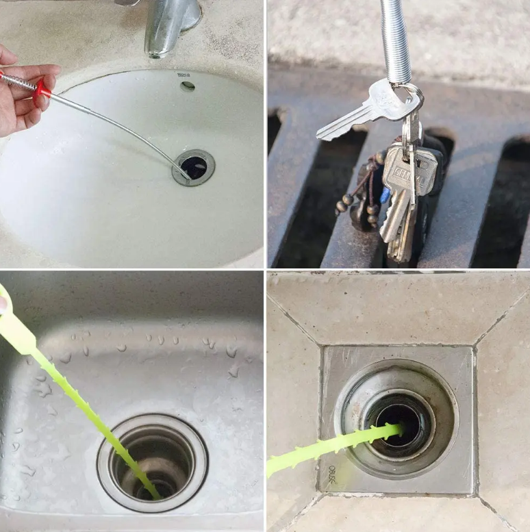 Flexible Grabber Claw Pick Up Reacher Tool, 4 Claws Bendable Hose Pickup Tool for Sink, Drains, Toilet Cleaning