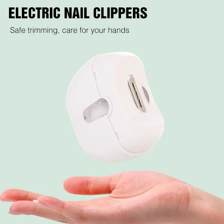 White Electric Nail Clippers with LED Light, Quiet Rechargeable Nail Trimmer, Portable Nail Care Tool for Home & Travel