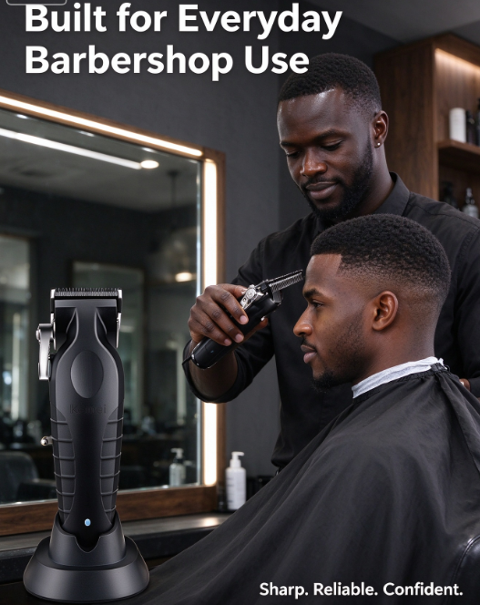 Kemei Electric Hair Clipper with Base - USB Rechargeable Trimmer for Barber Shops and Hair Carving