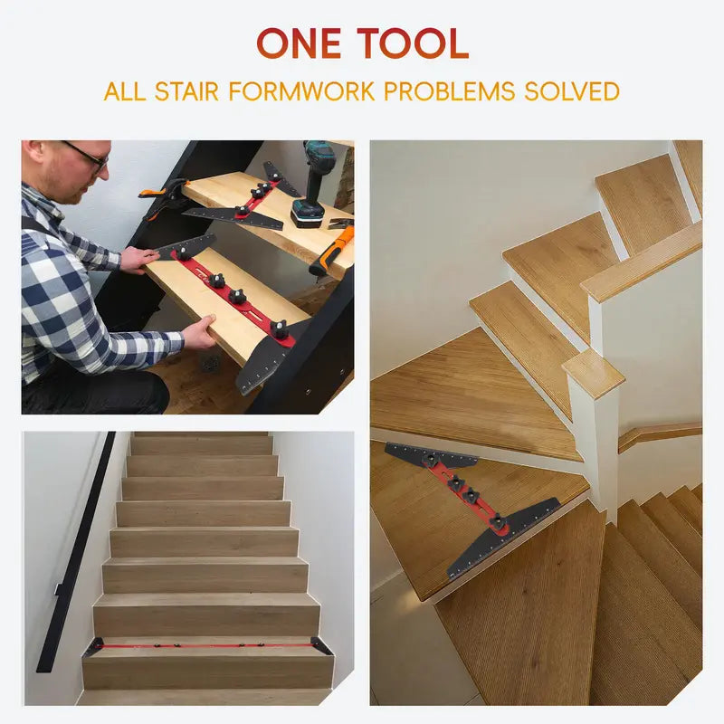 Aluminum Alloy Stair Tread Template Tool - Professional Adjustable Stair Measuring Tool & Gauge Jig - Precise Woodworking Tool for Stairs, Risers, and Shelves - Home Improvement Layout Tool