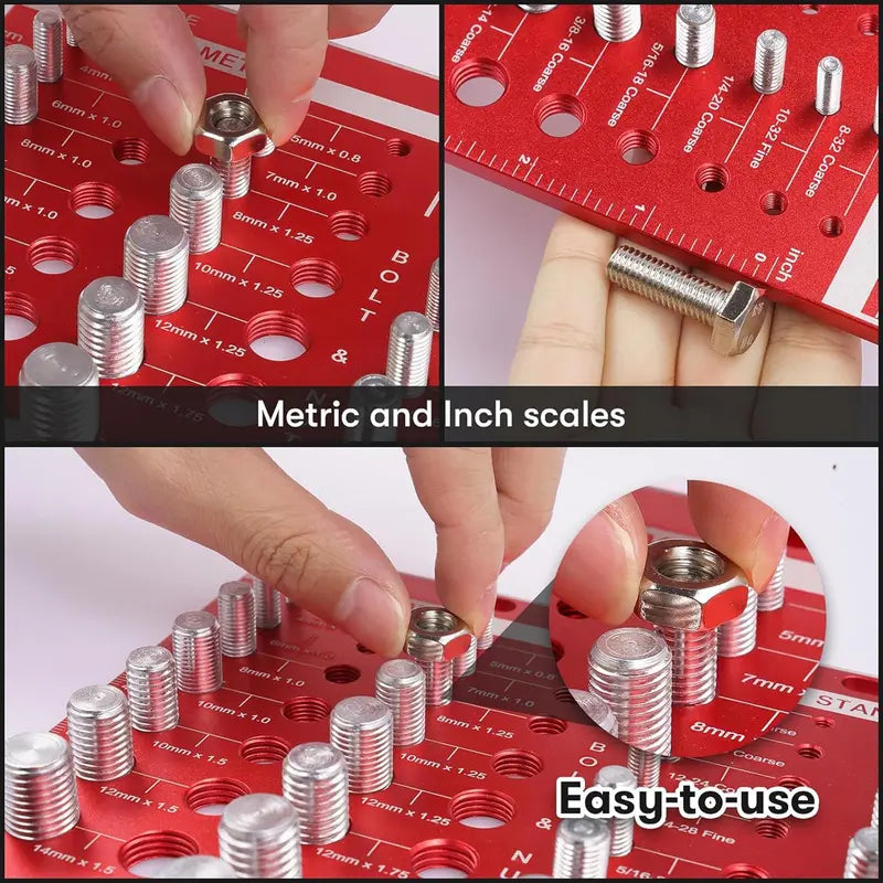 Metric & Standard Thread Checker – 42-Point Thread Checker, Test Gauge Set, Thread Size Identification Board, Hand Measuring Tool for Efficient DIY Projects
