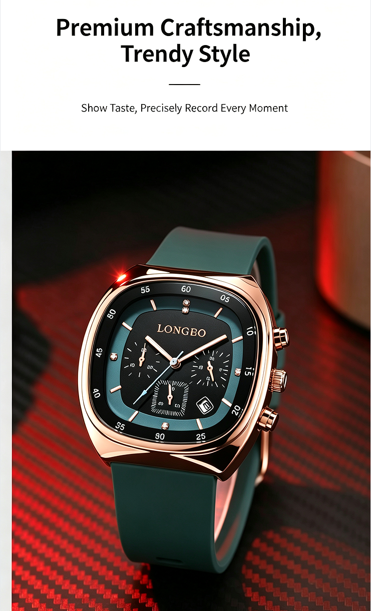 Fashionable Analog Watch, Sporty Waterproof Modern Unisex Open-Face Wristwatch - Luminous Display, Silicone Strap, Adjustable for Daily Wear, Automatic Mechanical with Necklace Bust Jewelry Set for Outdoor Use, Sporty Waterproof Watch