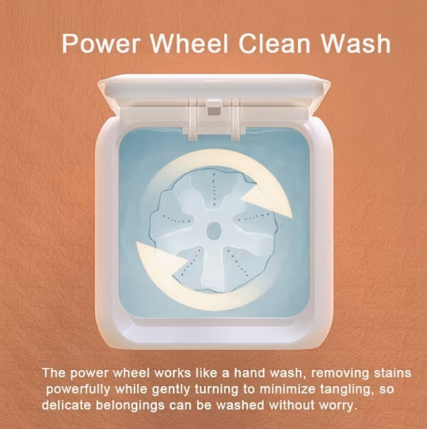 Stylish Mini Portable Washing Machine – High-Torque Pure Copper Motor, 4 Wash Modes, Separate Washing for Light & Thin Clothes, Helps Avoid Cross-Infection