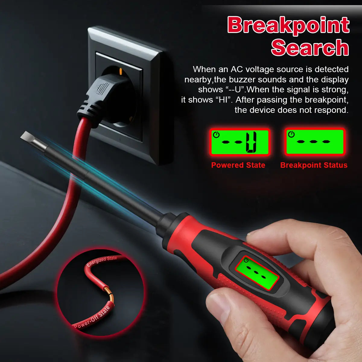 HABOTEST HT95A-SL5 Voltage Tester Screwdriver - 2-in-1, 6V-390V AC, NCV, LCD Screen