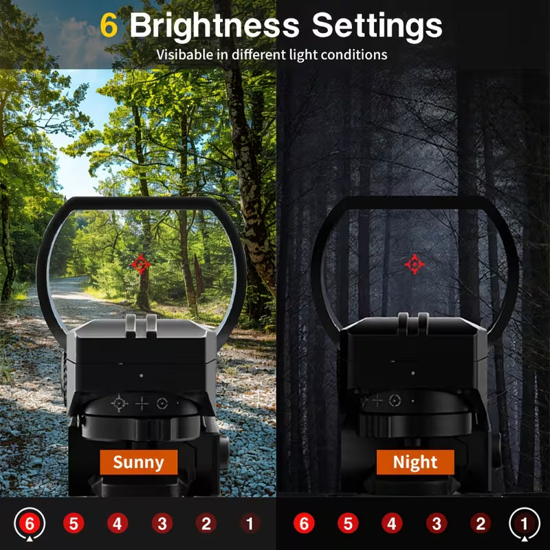Tactical Holographic Red Dot Sight – No Parallax, Day & Night Use for Hunting & Quick Aiming