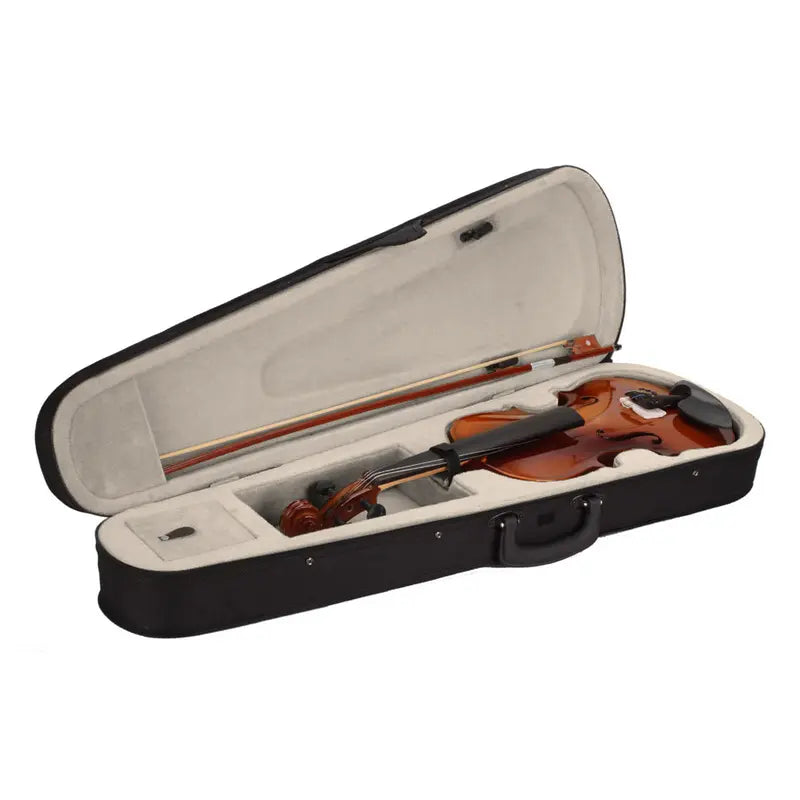 4-String 4/4 Concert Size Natural Basswood Acoustic Violin Kit - Complete Beginner Set with Case, Bow, Rosin, Fingerboard and Chin Rest
