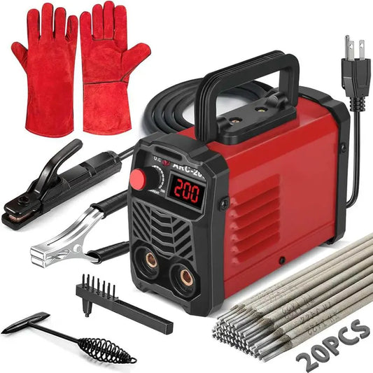 Rods Stick Welder, Super MINI Portable Welding Machine, IGBT Inverter Welder Machine British standard 220V with Hot Start Arc Force Anti-Stick, for 1/16"-1/8" Rod ARC Welder, 2 Chip Hammers (Red) Tool Industrial
