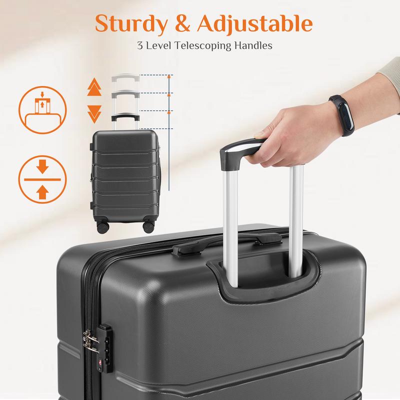 Luggage 20''/24''/28''Luggage, Hard Shell ABS Suitcase with Double Spinner Wheels, Lightweight Expandable Rolling Luggage with TSA Lock