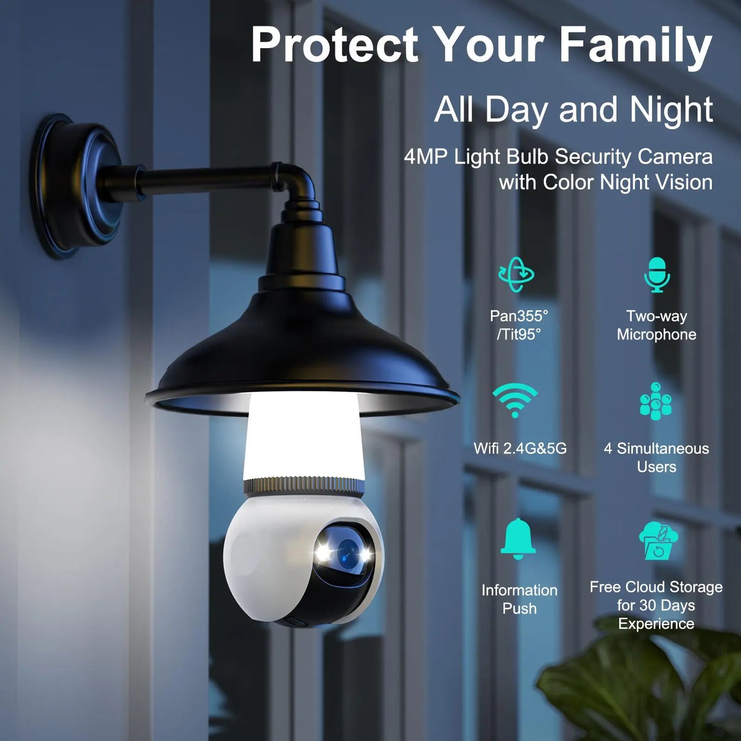 📹 Cash on Delivery ✈ Hawkray Socket-Mounted Light Bulb Cord Security Camera Tech Gadgets, 5G & 2.4GHz Wireless Indoor/Outdoor Home Camera, 360° Remote Viewing, Night Vision, Motion Detection, Real-Time Alerts, Audio, Easy Installation