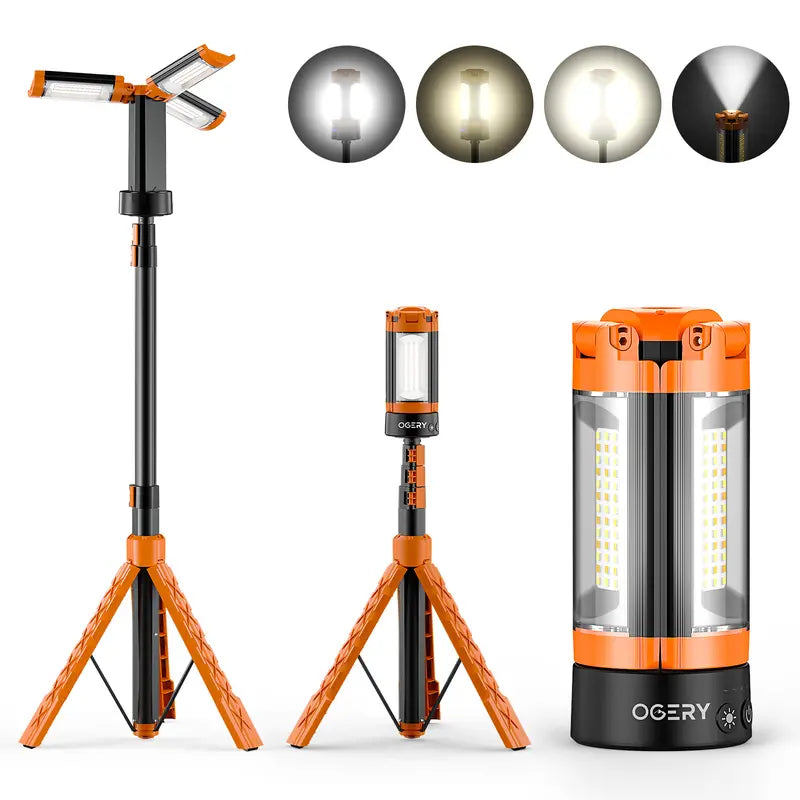25new Rechargeable 10000mAh Camping Light with Detachable Tripod ( 1.75 to 6.5 Feet ), 2200 Lumens Cordless Dimmable Work Light & Emergency Light Outdoor Hiking Gear