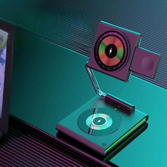 3-In-1 Foldable Magnetic Wireless Charger, Portable Magnetic Wireless Charger, Multifunctional Charging Station For Phone, Earphone & Watch