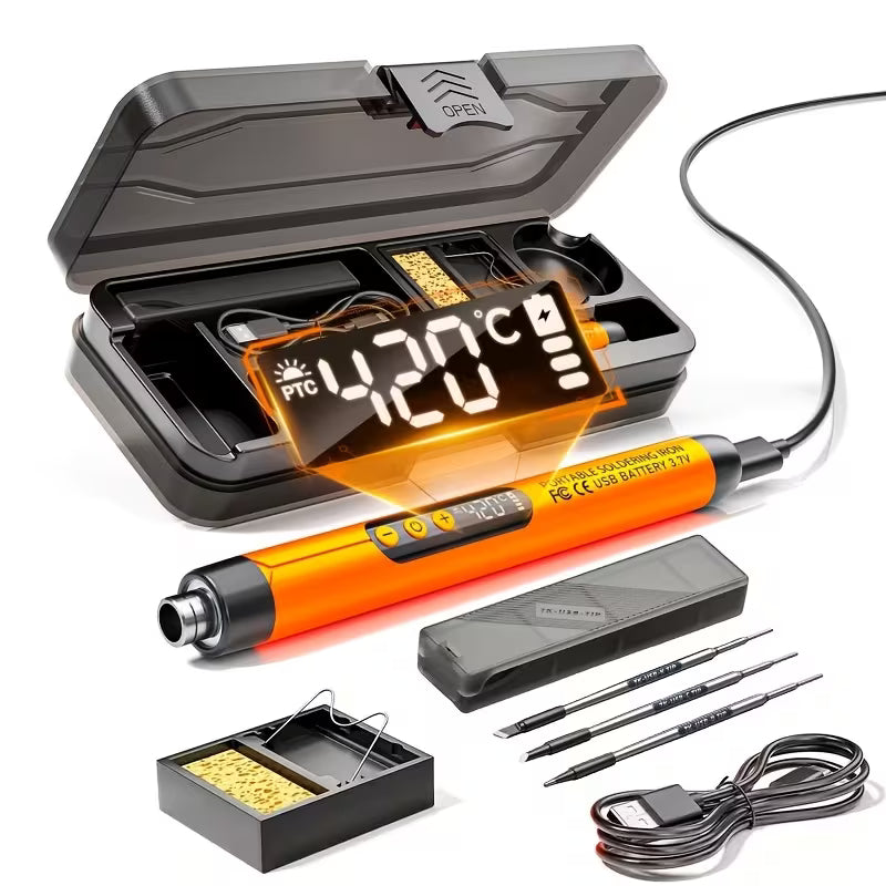 Digital Display USB Soldering Iron, 3s Fast Heating, Wireless Portable Soldering Tool Kit for Household Repair & DIY Projects