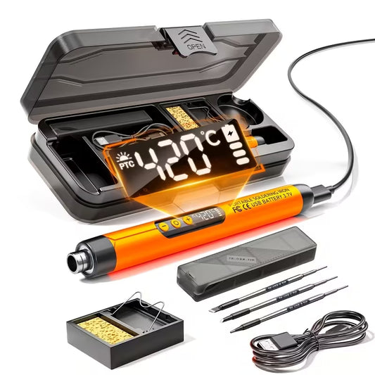 Digital Display USB Soldering Iron, 3s Fast Heating, Wireless Portable Soldering Tool Kit for Household Repair & DIY Projects