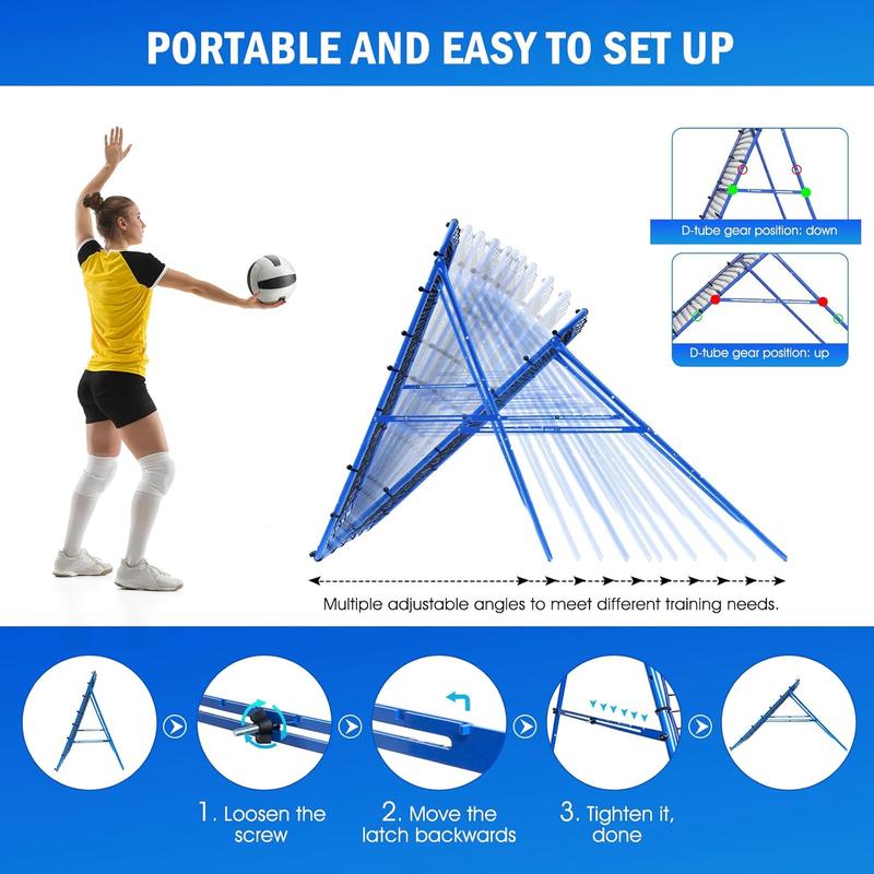 5x4FT Baseball Soccer Rebounder Pitchback Net with 2 x 6-Angle Quick Adjustments, Target Ribbon for Precision, Easy Quick Setup,Ideal for Volleyball Softball Lacrosse and Sport Training Football Equipment