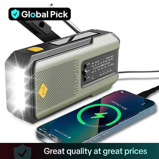 Hand-Crank/Solar Radio, Emergency Audio Radio Equipment with 2000mAh Power Bank & LED Light, Summer Portable Compact SOS Alarm Weather Radio, Outdoor Essentals, Gift