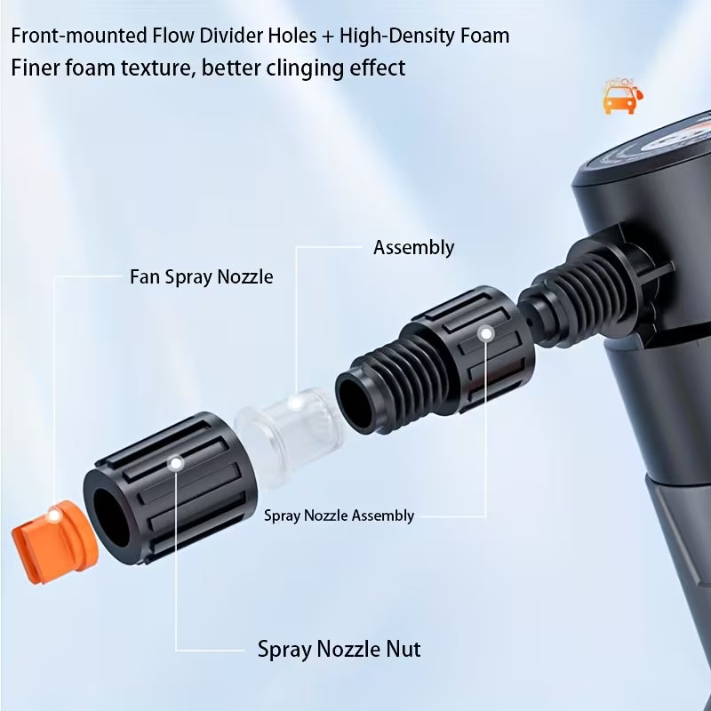 Electric Car Washing Foam Sprayer, Handheld High Pressure Spray Gun, 2L Large Capacity, 70° Wide Angle Nozzle, Long Lasting Battery, Multifunctional Foam Sprayer for Auto Detailing, Household Cleaning & Garden Watering