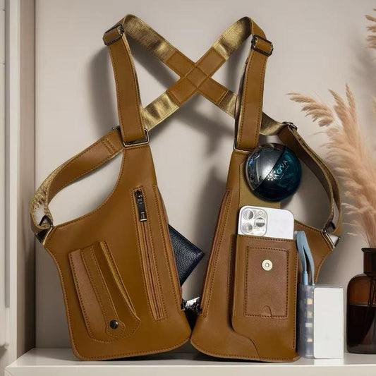 Adjustable Underarm Shoulder Bag for Men & Women - Premium Leather Anti-theft Hidden Storage for Cell Phones & Outdoor Gear - Versatile Use for Cycling Hiking & More