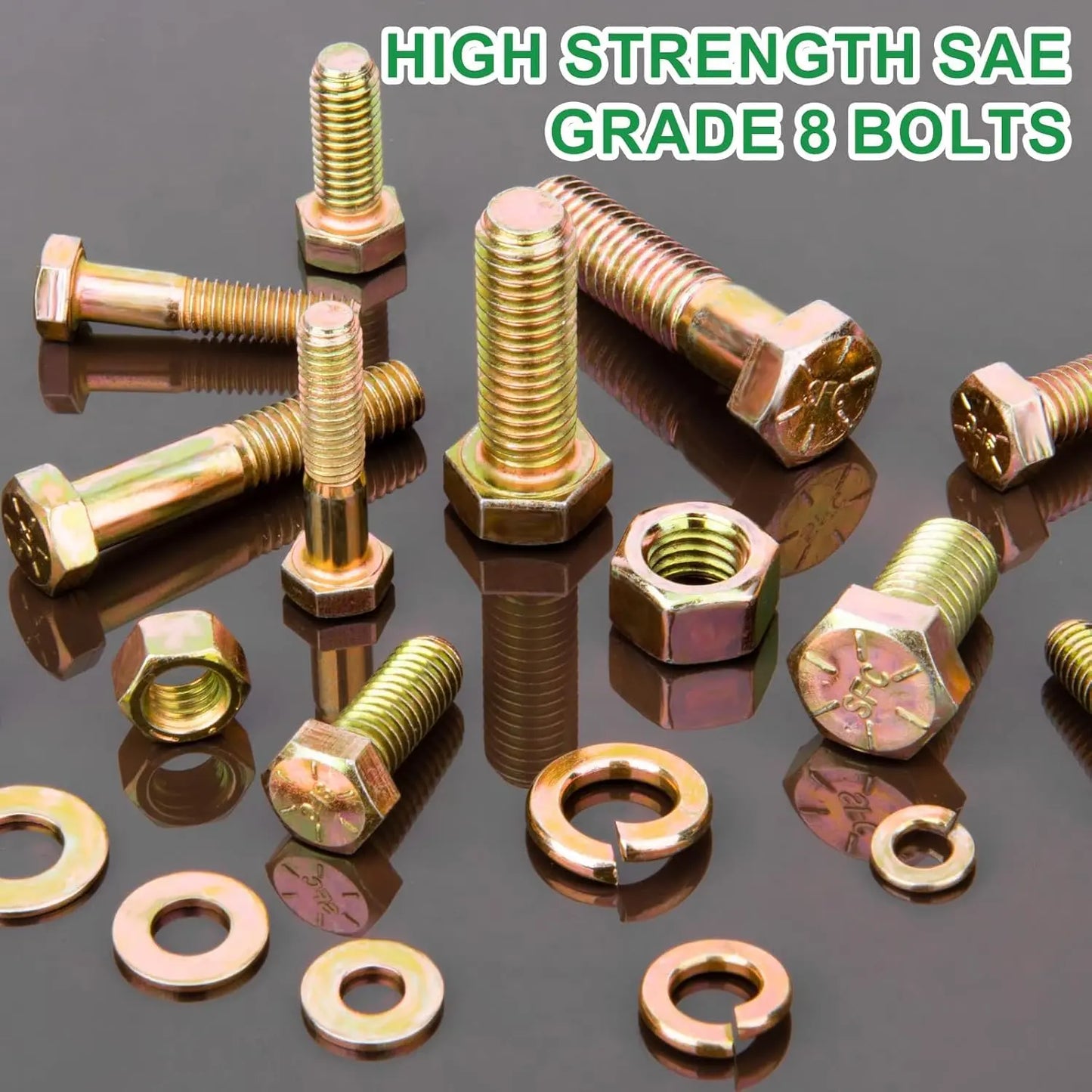 【DealsForYouDays】FOLIV 566Pcs Heavy Duty Bolts and Nuts Assortment Kit, Grade 8 Hex Screws Bolts Nuts Kit, 1/4-20 5/16-18 3/8-16, 15 Common Sizes Included bow go Telescoping Magnetic Christmas & New Year Gift Ideas Hardware image 2