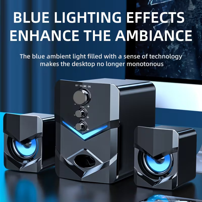 Cash on Delivery Tanzania Free Shipping Big Brand Guarantee 98% Positive 💻 SADA D-222 2.1 Desktop Speaker System – USB Powered, 3.5mm AUX Input, LED Ambient Light, Subwoofer for PC & Laptop