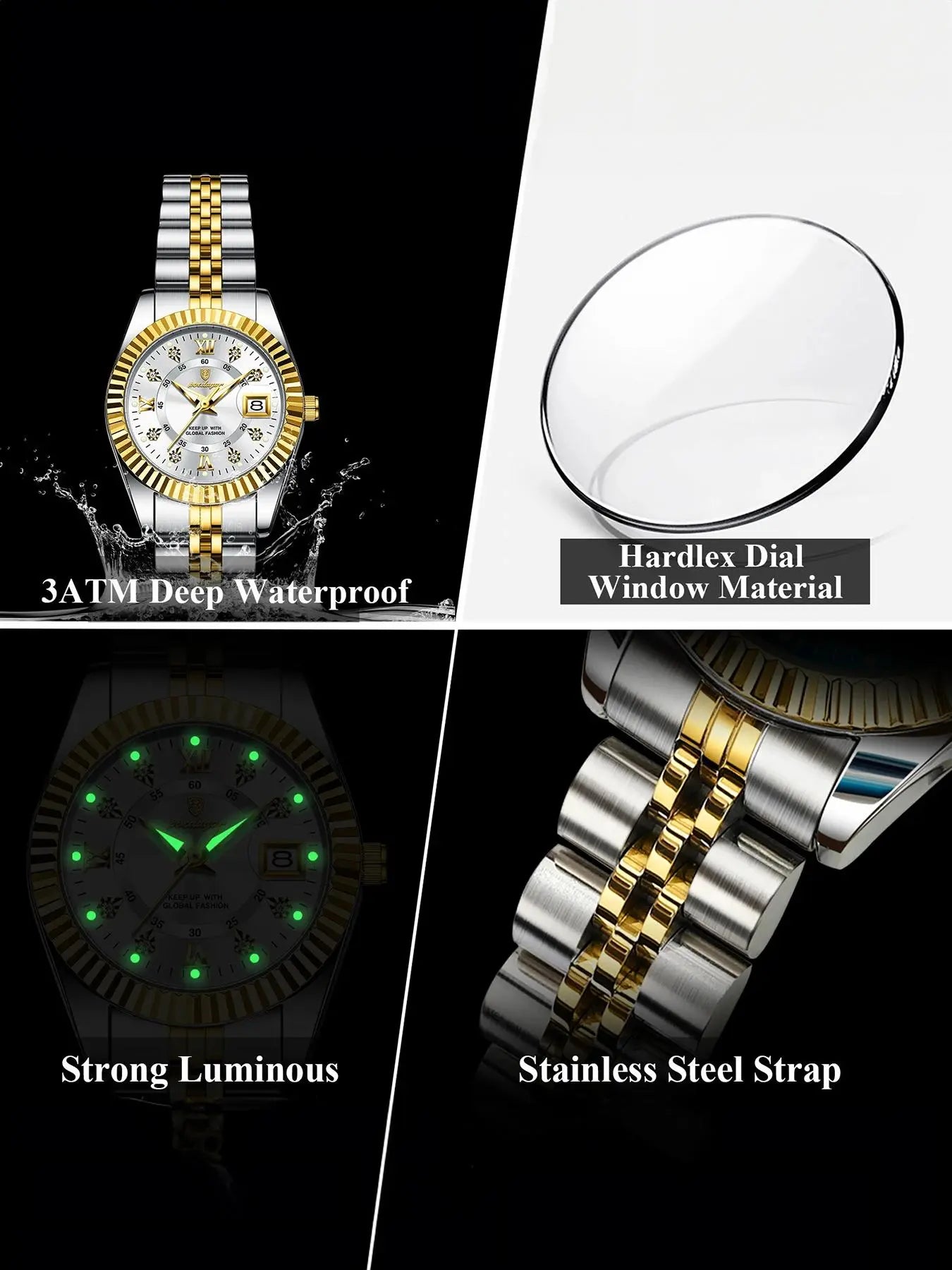 Elegant Round Dial Analog Quartz Watch, Luminous Watch for Party, Daily Clothing Decor, Trendy All-match & Waterproof Watch for Birthday Gift with Box, Casual Trendy Wristwatch, Stainless Steel Watch, Wristwatch