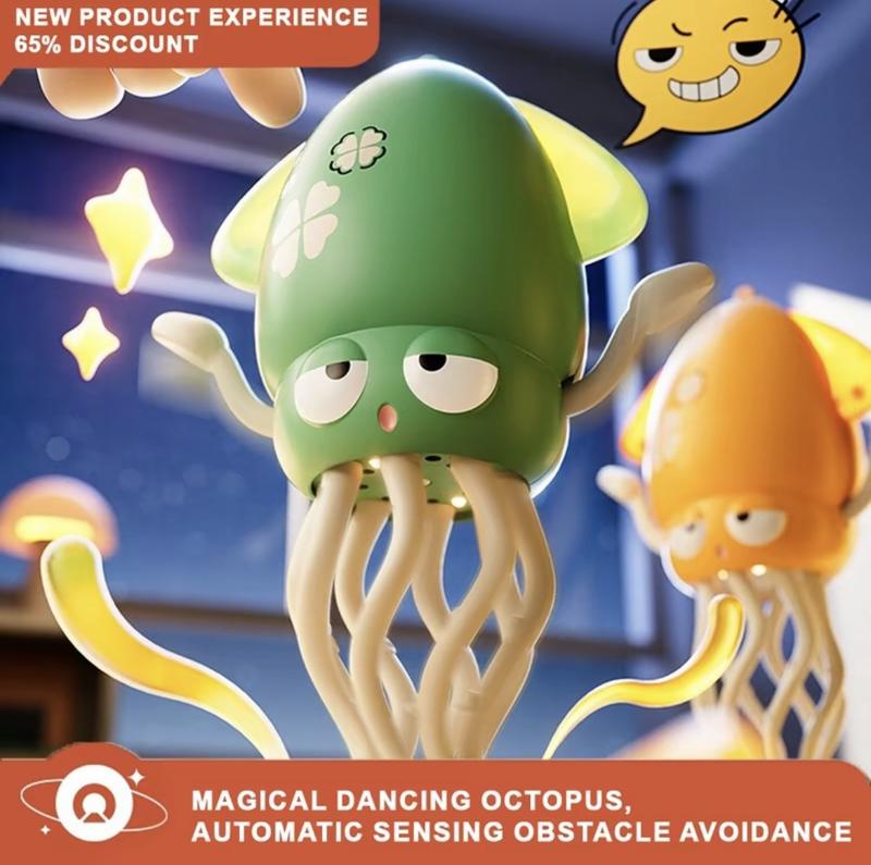 Electric Crawling Octopus Toy with LED Lights & Music, Crazy 8-Leg Action Octopus with Smart Obstacle Avoidance, for Interactive Fun Gifts dancing octopus