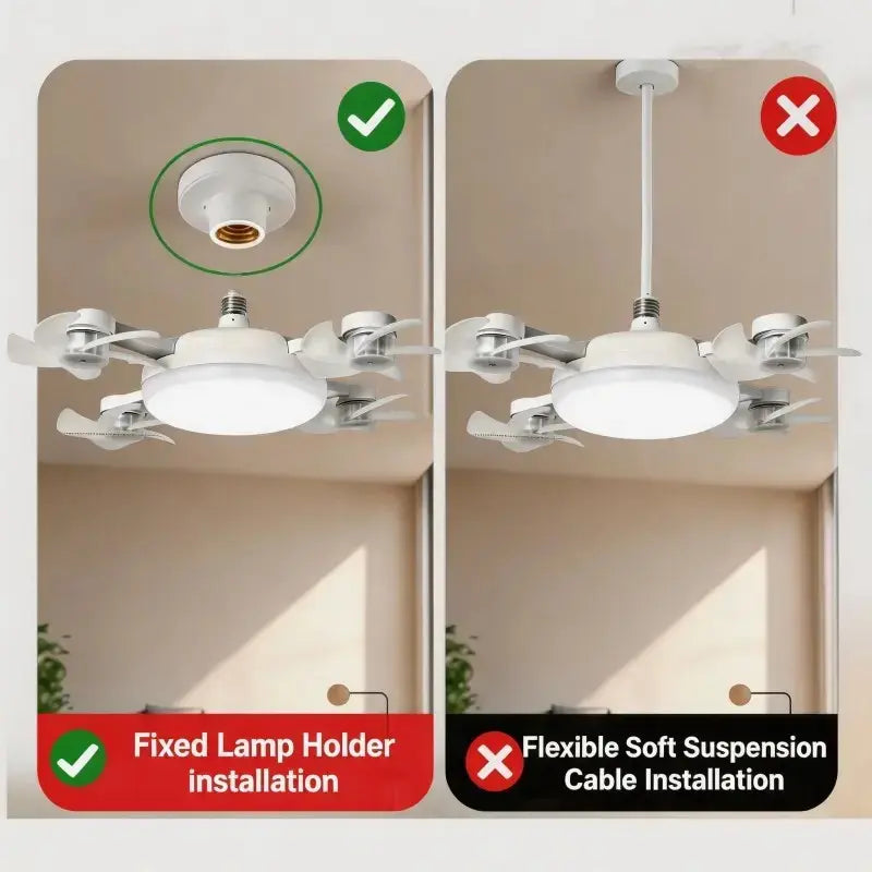 Smart Ceiling Fan with Light, E27 Socket, Remote Control, Adjustable Brightness & 3-Speed Settings for Bedroom, Living Room image 6