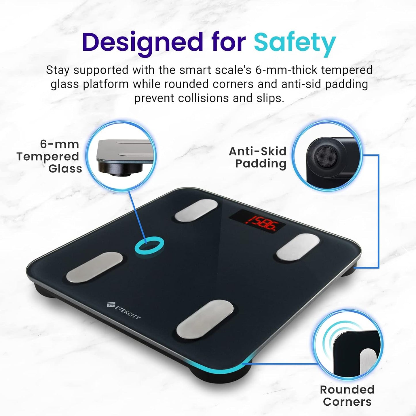 Smart Scale for Body Weight, Bathroom Digital Weighing Scale with BMI, Body Fat, Muscle Mass, Accurate Bluetooth Home User Health Equipment Sync Apps