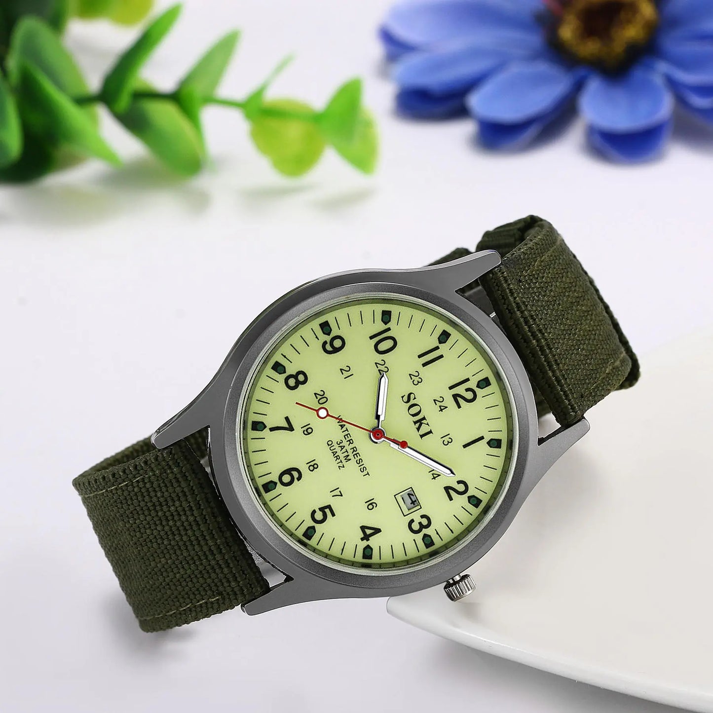 OIDEA Men's Tactical Military Watch - Men's Accessories, 24-Hour Analog Quartz Field Wristwatch with Luminous Hands, Extended Nylon Band summerwins image 7