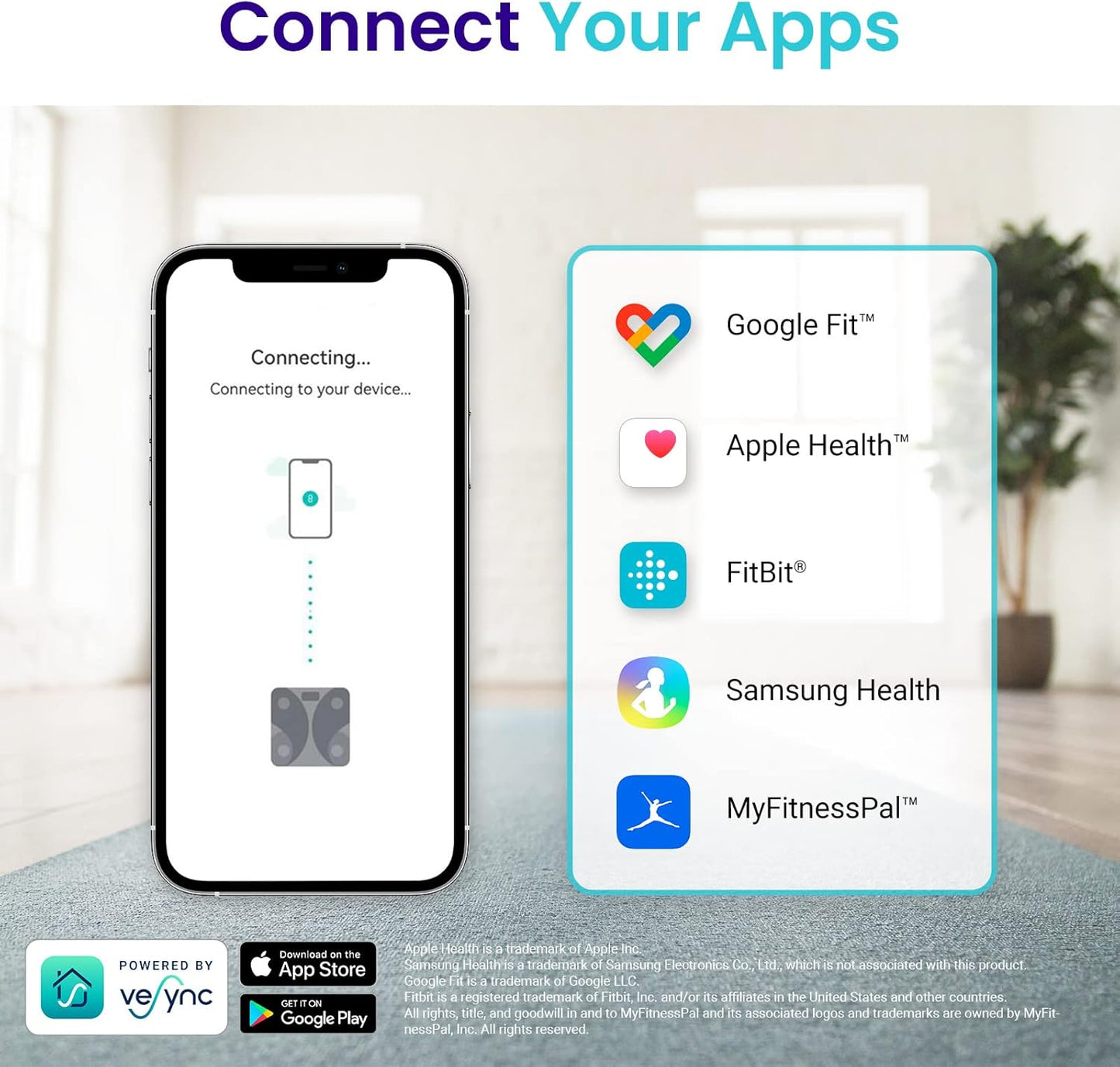 Smart Scale for Body Weight, Bathroom Digital Weighing Scale with BMI, Body Fat, Muscle Mass, Accurate Bluetooth Home User Health Equipment Sync Apps