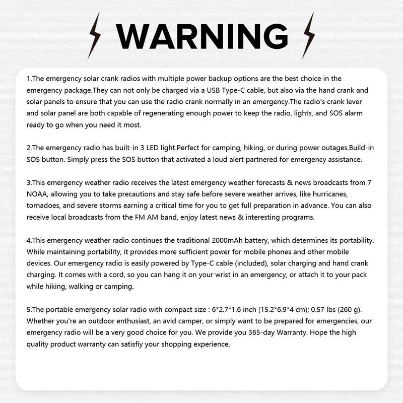 Hand-Crank/Solar Radio, Emergency Audio Radio Equipment with 2000mAh Power Bank & LED Light, Summer Portable Compact SOS Alarm Weather Radio, Outdoor Essentals, Gift