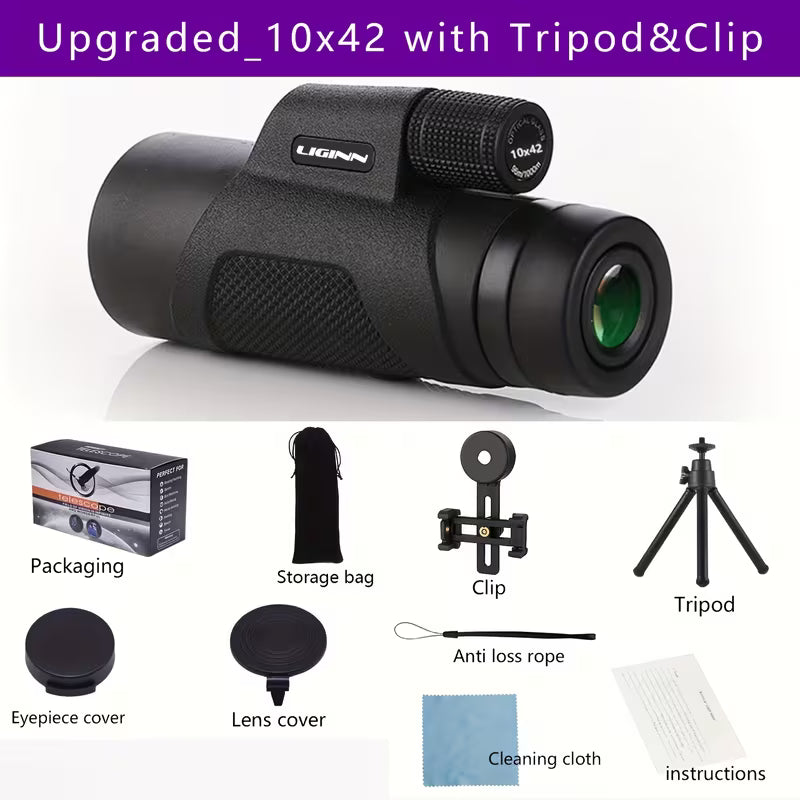 Cash on Delivery Tanzania Free Shipping Big Brand Guarantee 98% Positive 🌿 10X42mm HD Monocular – FMC Fully Multi‑Coated Lens, BAK4 Prism, Portable Handheld for Camping, Hiking, Birdwatching, Concerts & Sports Events